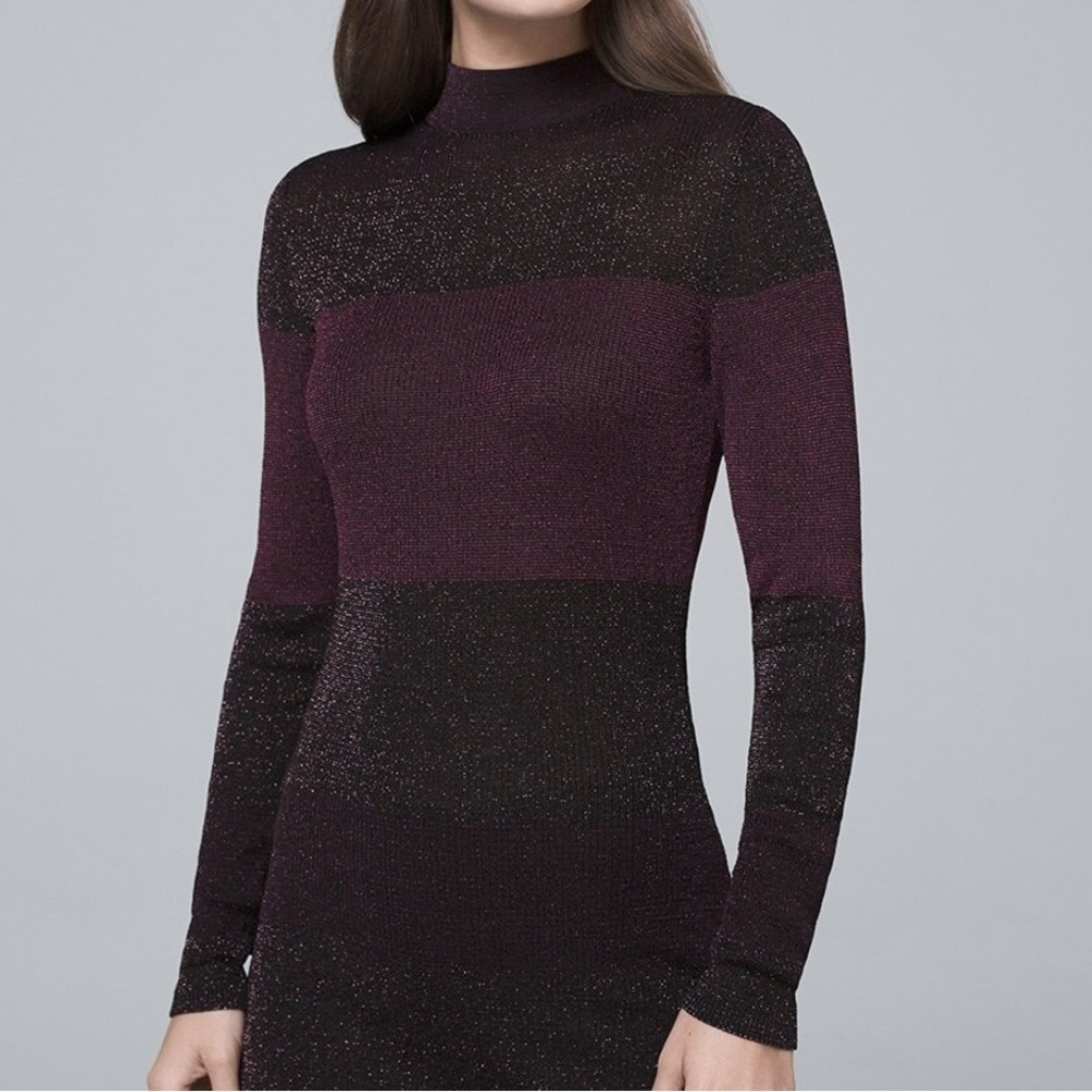 ! White House Black Market Metallic Colorblock Sweater Tunic